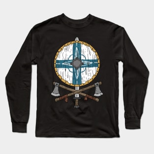 Viking shield. Finland NATO emblem. Long Sleeve T-Shirt